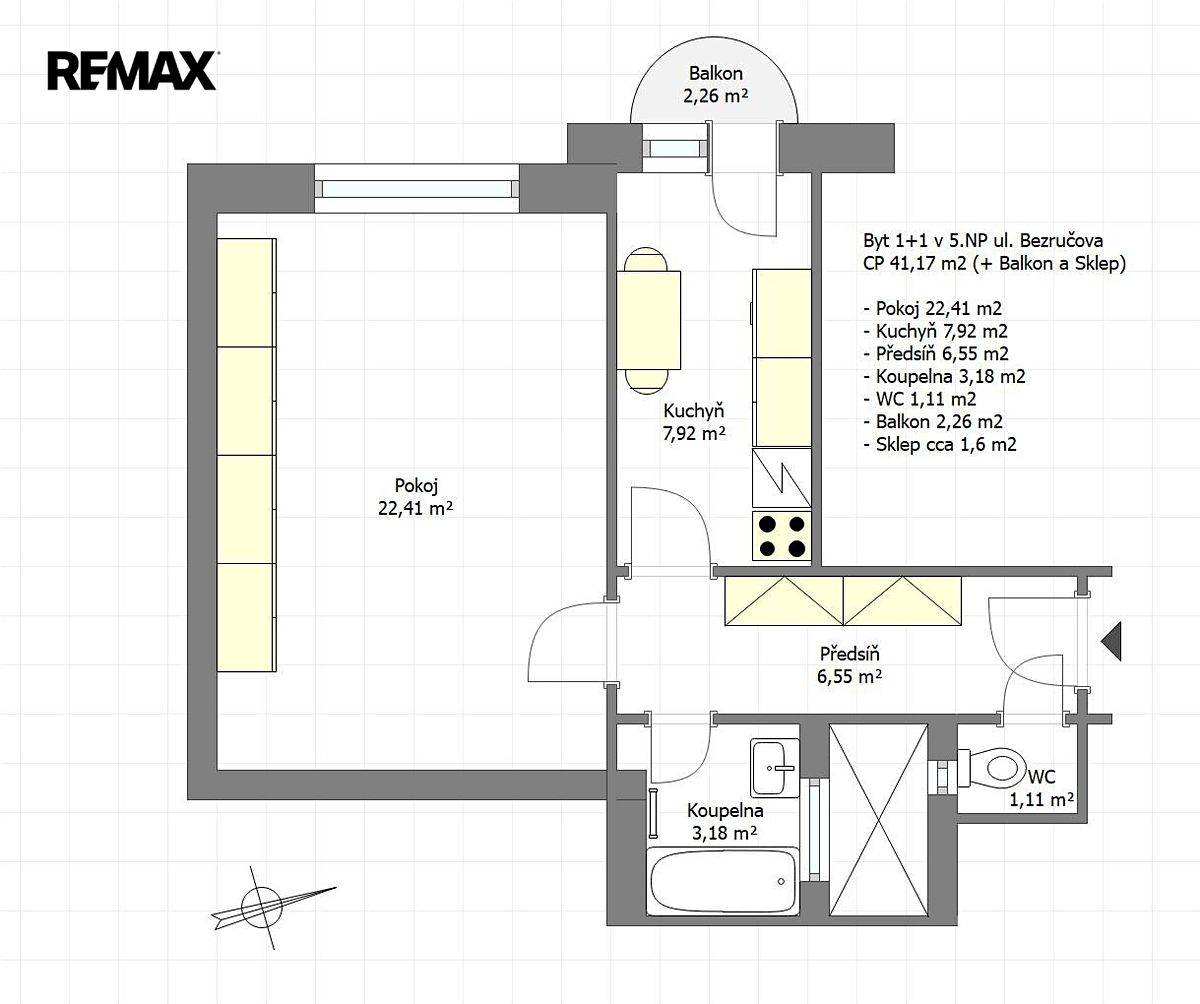 Pronájem bytu 1+1 41 m² – fotografie 3