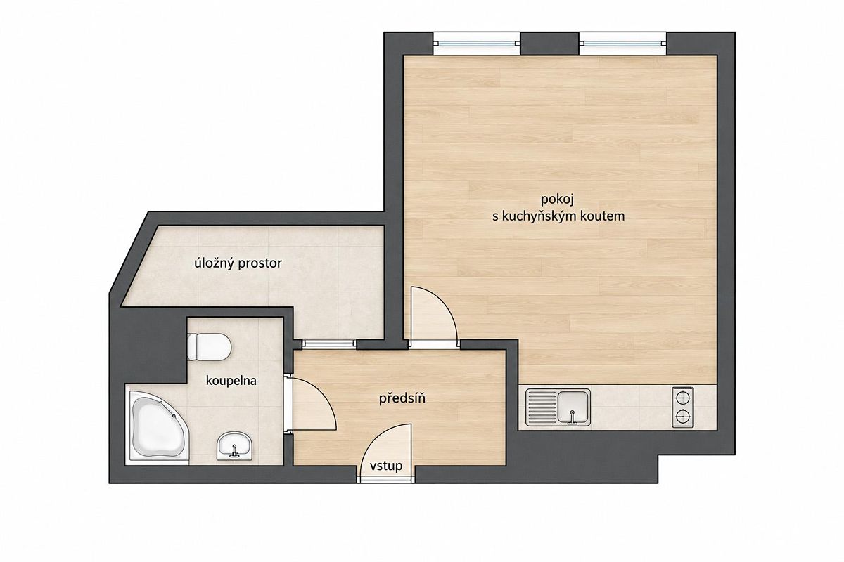 Pronájem bytu 1+kk 32 m² – fotografie 2