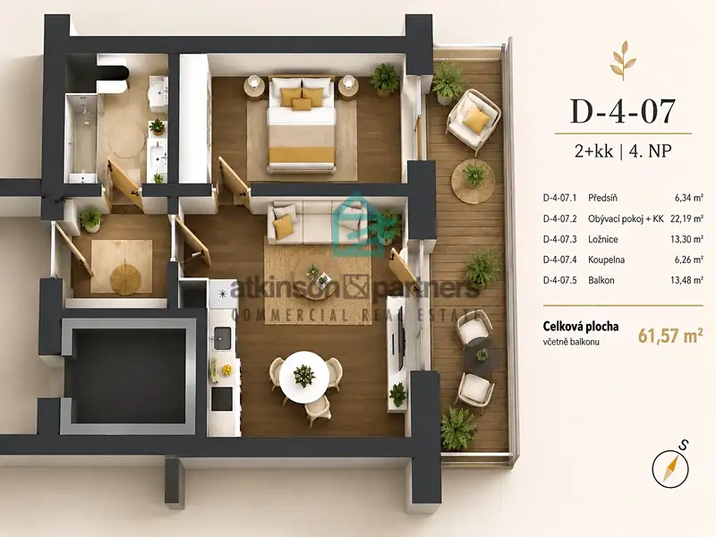 Prodej bytu 2+kk 48 m², Hluboká nad Vltavou – náhled fotky 3
