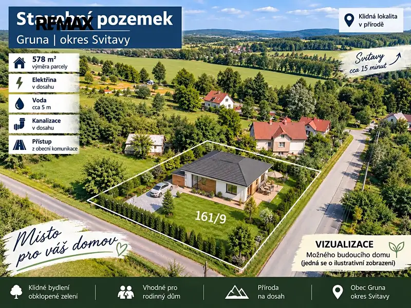 Prodej stavebního pozemku 578 m², Gruna – náhled fotky 3