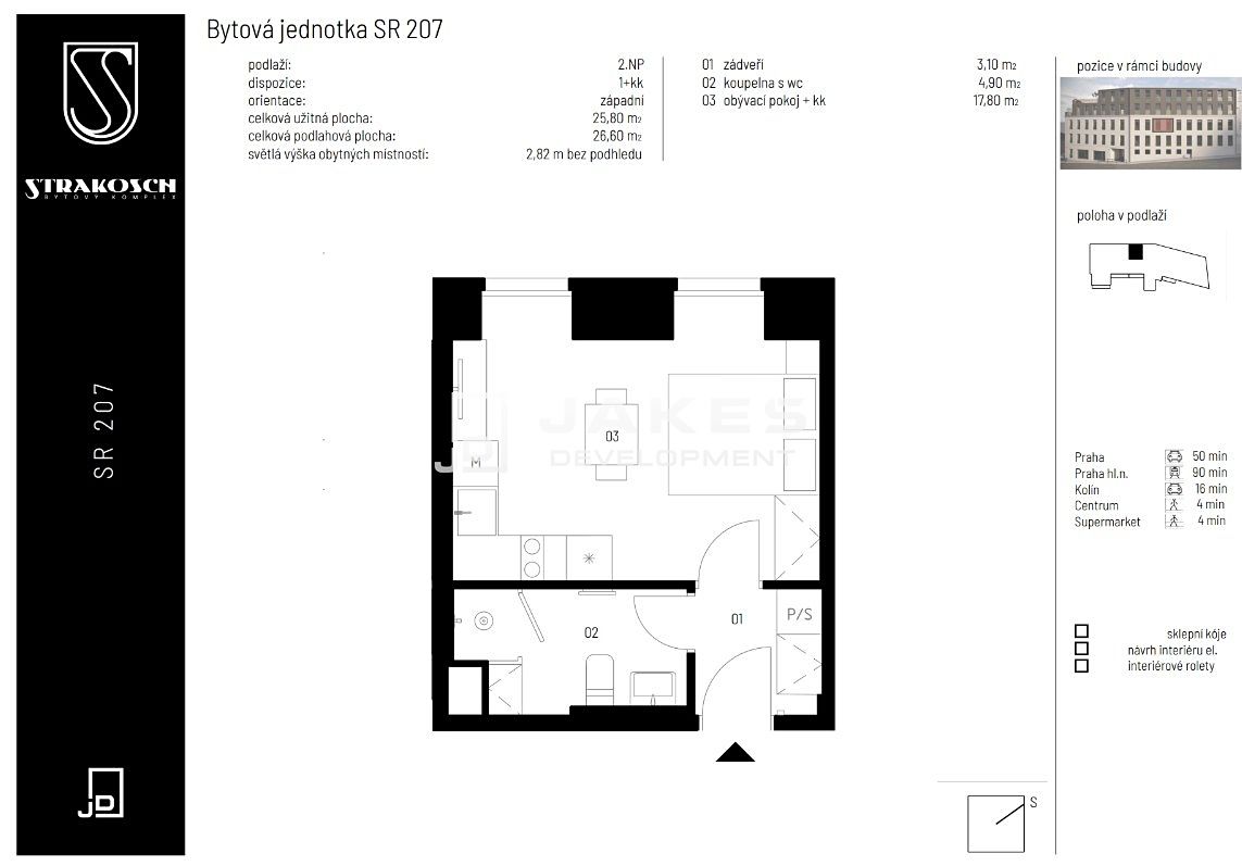 Pronájem bytu 1+kk 26 m² – fotografie 3