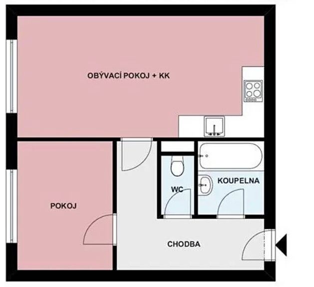 Pronájem bytu 2+kk 44 m²