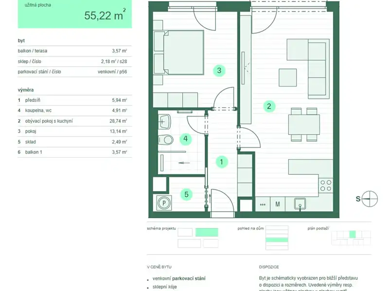 Prodej bytu 2+kk 52 m², Zlín – náhled fotky 2