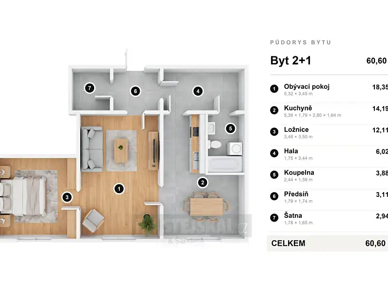 Prodej bytu 2+1 63 m², České Budějovice – náhled fotky 3