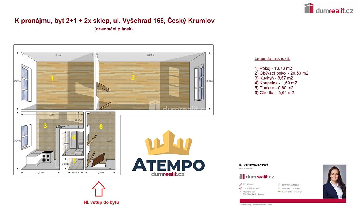 Pronájem bytu 2+1 50 m² – fotografie 2