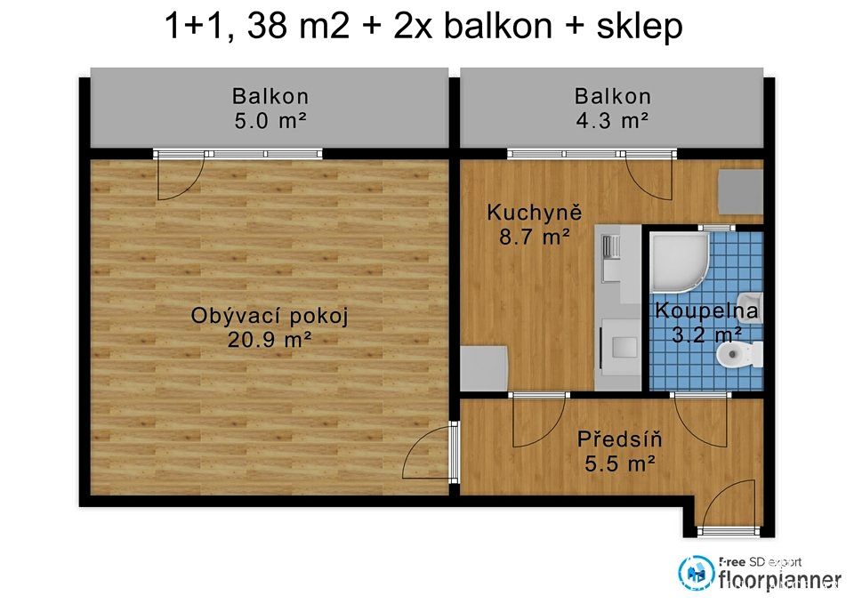Pronájem bytu 1+1 40 m² – fotografie 3
