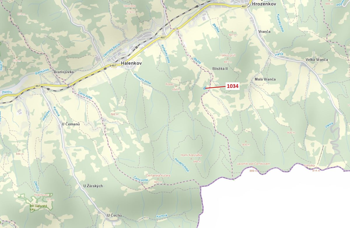Dražba lesa 4417 m², Halenkov – fotka 1 z 3