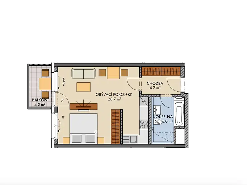 Prodej bytu 1+kk 40 m², Praha – náhled fotky 2