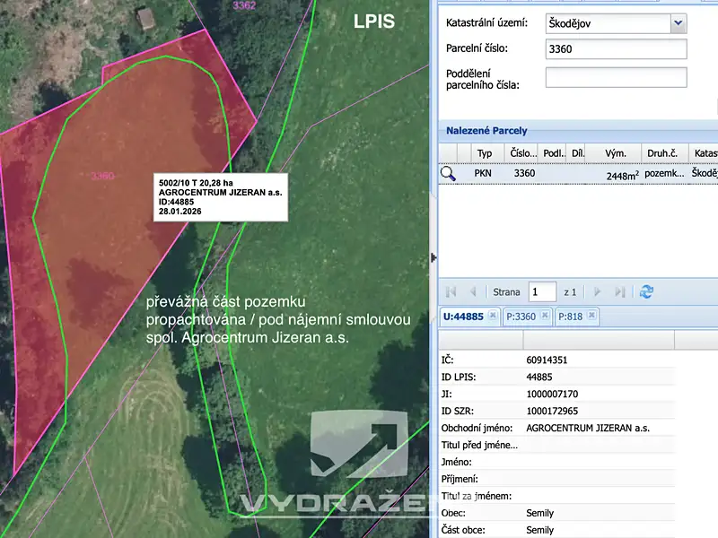Prodej pole 2448 m², Příkrý – náhled fotky 3