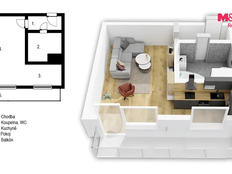 Prodej bytu 1+kk 35 m², Slaný – náhled fotky 2