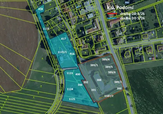 Dražba pole 8005 m², Podomí – náhled fotky 1