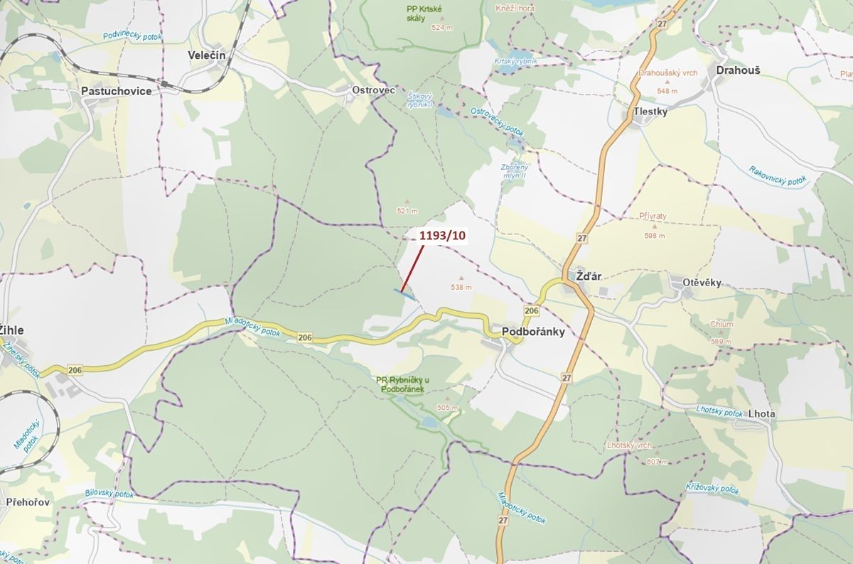 Dražba lesa 4694 m², Jesenice – fotka 1 z 3