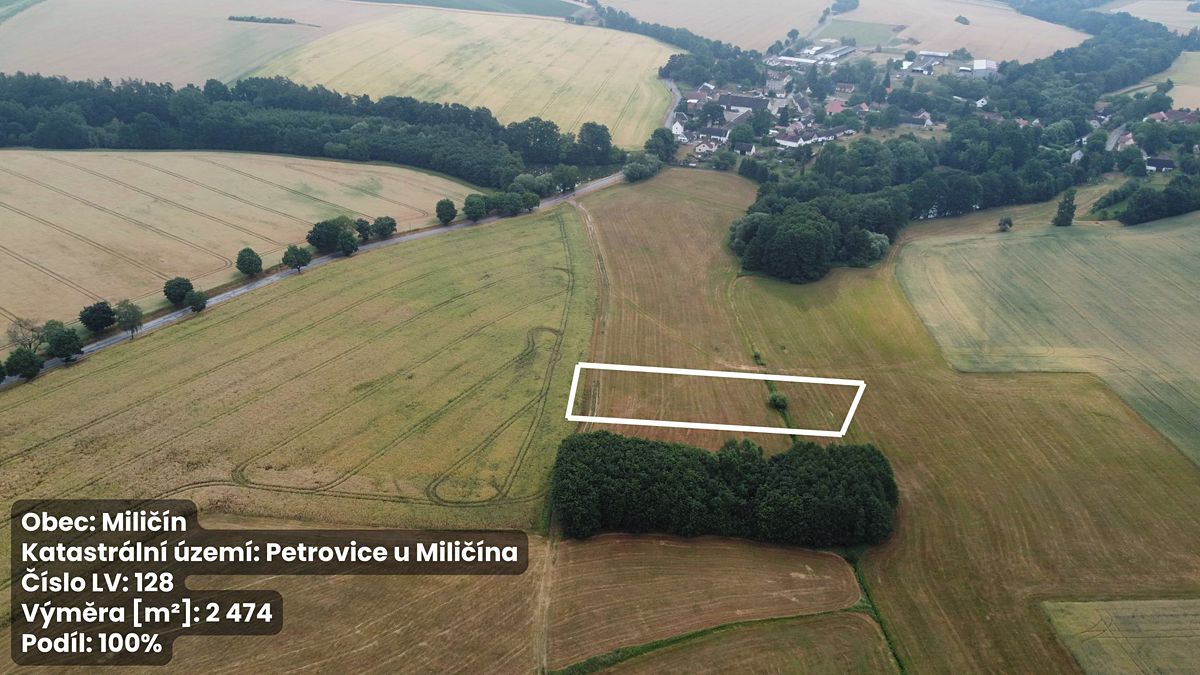 Prodej pole 2474 m², Miličín – fotka 1 z 3