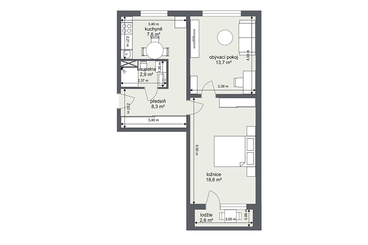 Prodej bytu 2+1 56 m² – fotografie 4