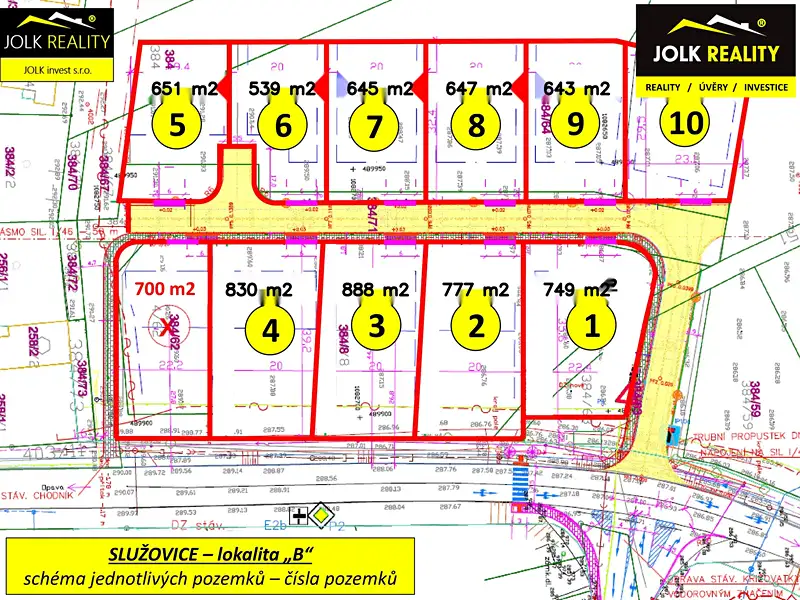 Prodej stavebního pozemku 888 m², Služovice – náhled fotky 3