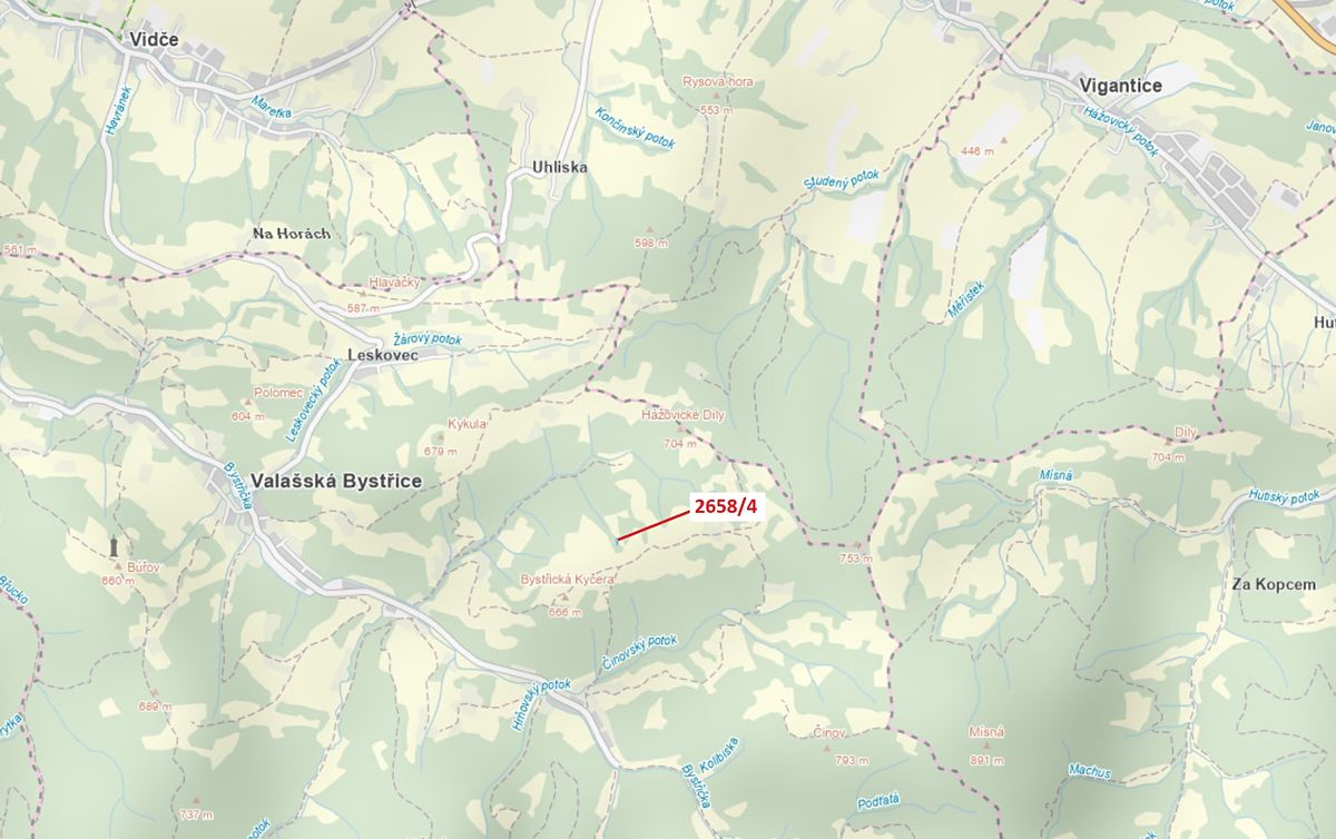 Dražba pozemku 370 m², Valašská Bystřice – fotka 1 z 3