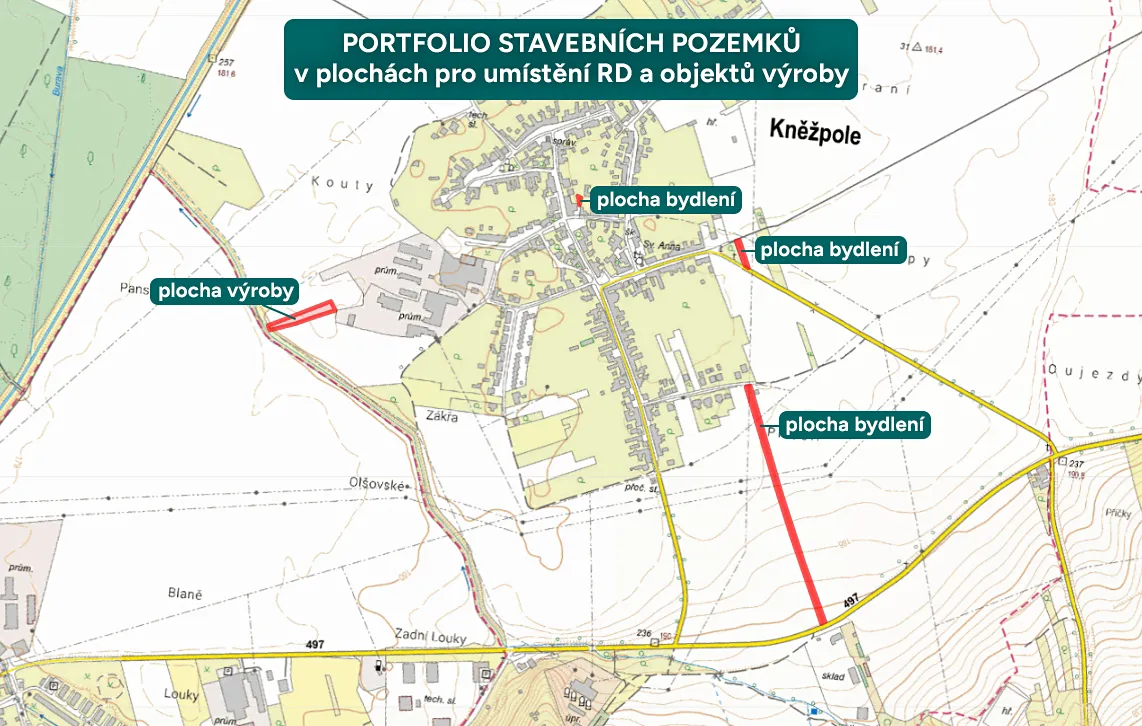 Prodej podílu 1/4 stavebního pozemku 1916 m²
