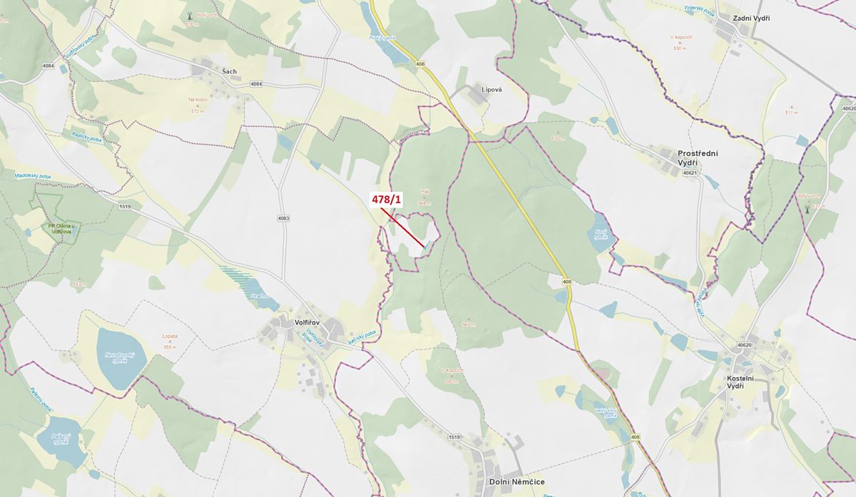 Dražba lesa 710 m², Volfířov – fotka 1 z 3