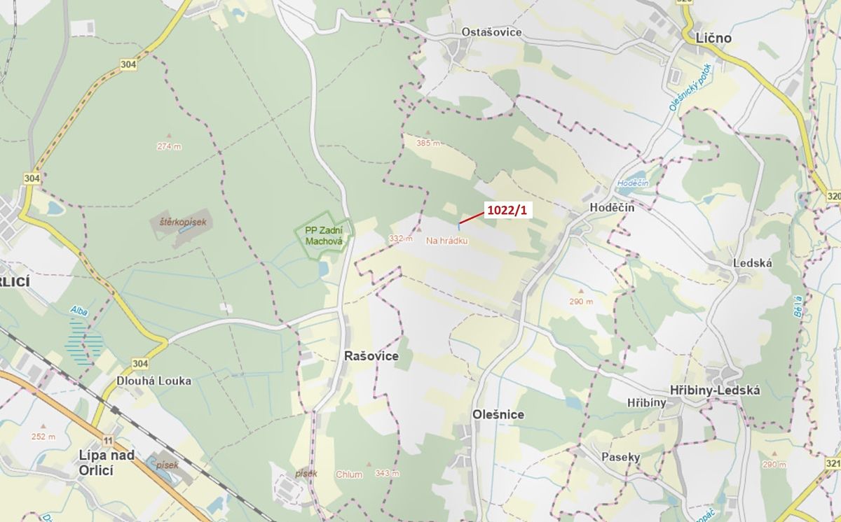 Dražba pole 318 m², Olešnice – fotka 1 z 3