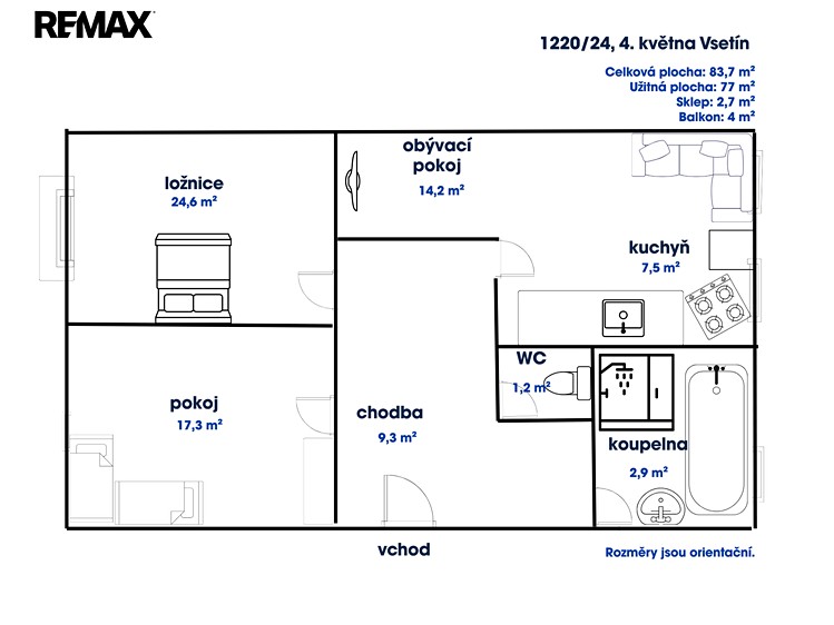 Pronájem bytu 3+kk, 77 m² (2 z 15)