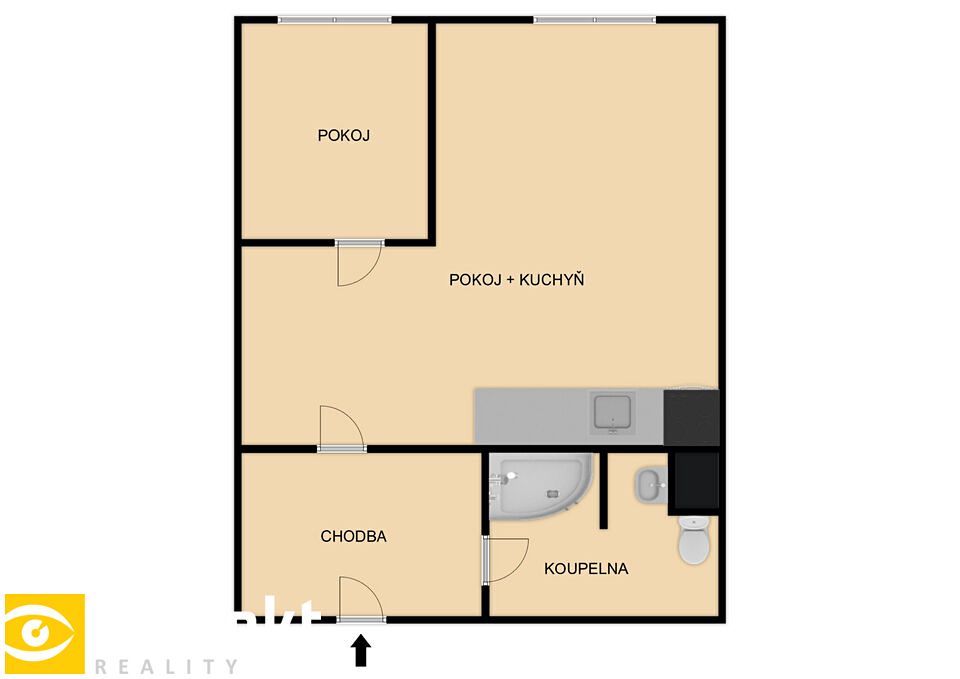 Pronájem bytu 1+kk 33 m² – fotografie 2