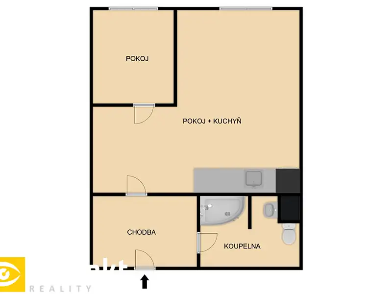 Pronájem bytu 1+kk 33 m², Plzeň – náhled fotky 2