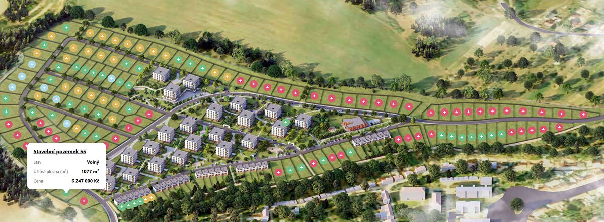 Prodej stavebního pozemku 1077 m², Oslavany – fotka 1 z 3