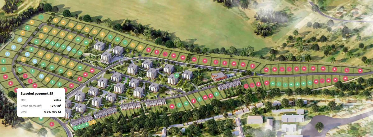 Prodej stavebního pozemku 1077 m²