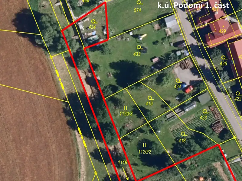 Dražba pole 8005 m², Podomí – náhled fotky 2