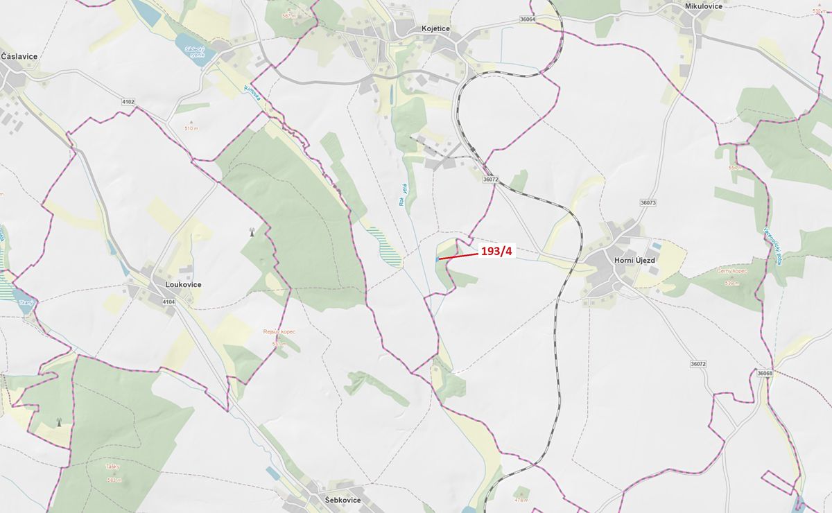 Dražba lesa 654 m², Kojetice – fotka 1 z 3