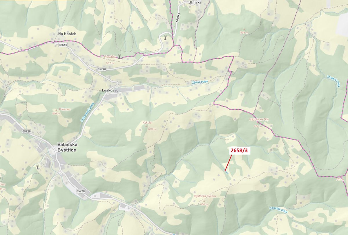 Dražba pozemku 673 m², Valašská Bystřice – fotka 1 z 3