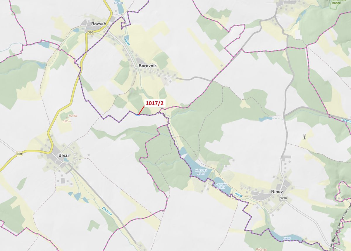 Dražba pozemku 1043 m², Březí nad Oslavou – fotka 1 z 3