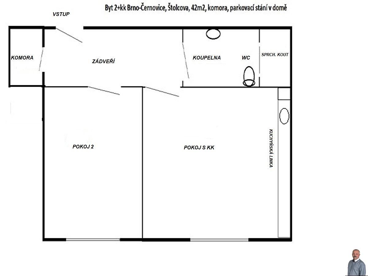 Pronájem bytu 2+kk 42 m², Brno – fotka 1 z 3