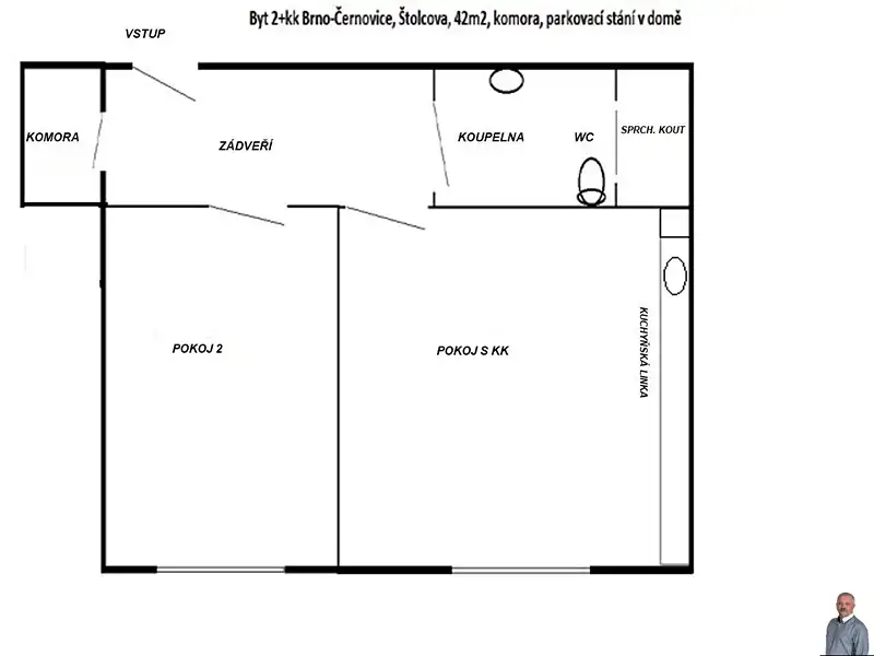 Pronájem bytu 2+kk 42 m², Brno – náhled fotky 1