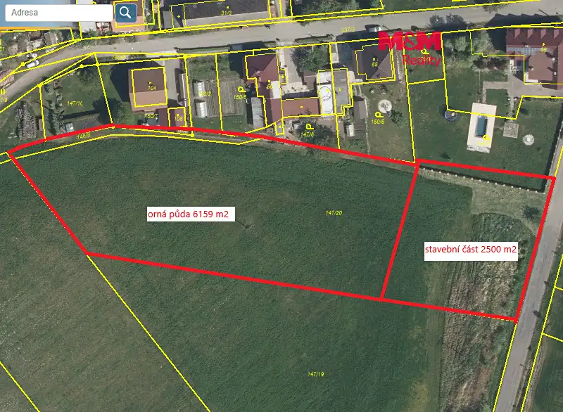 Prodej stavebního pozemku 2500 m², Újezd u Přelouče – náhled fotky 1