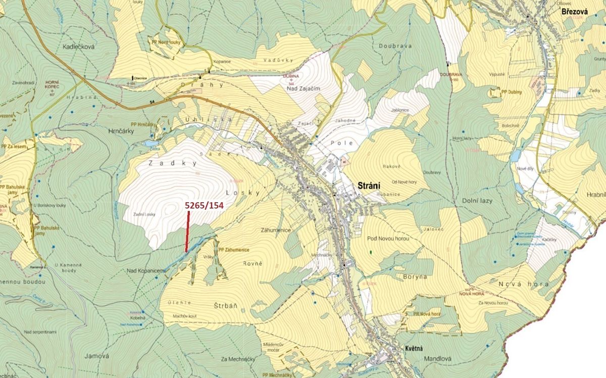 Dražba lesa 16804 m², Strání – fotka 1 z 3