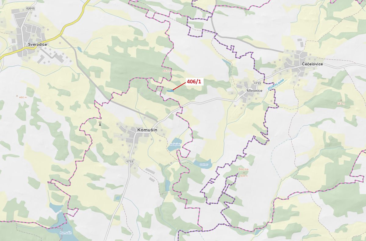 Dražba louky 1762 m², Velký Bor – fotka 1 z 3