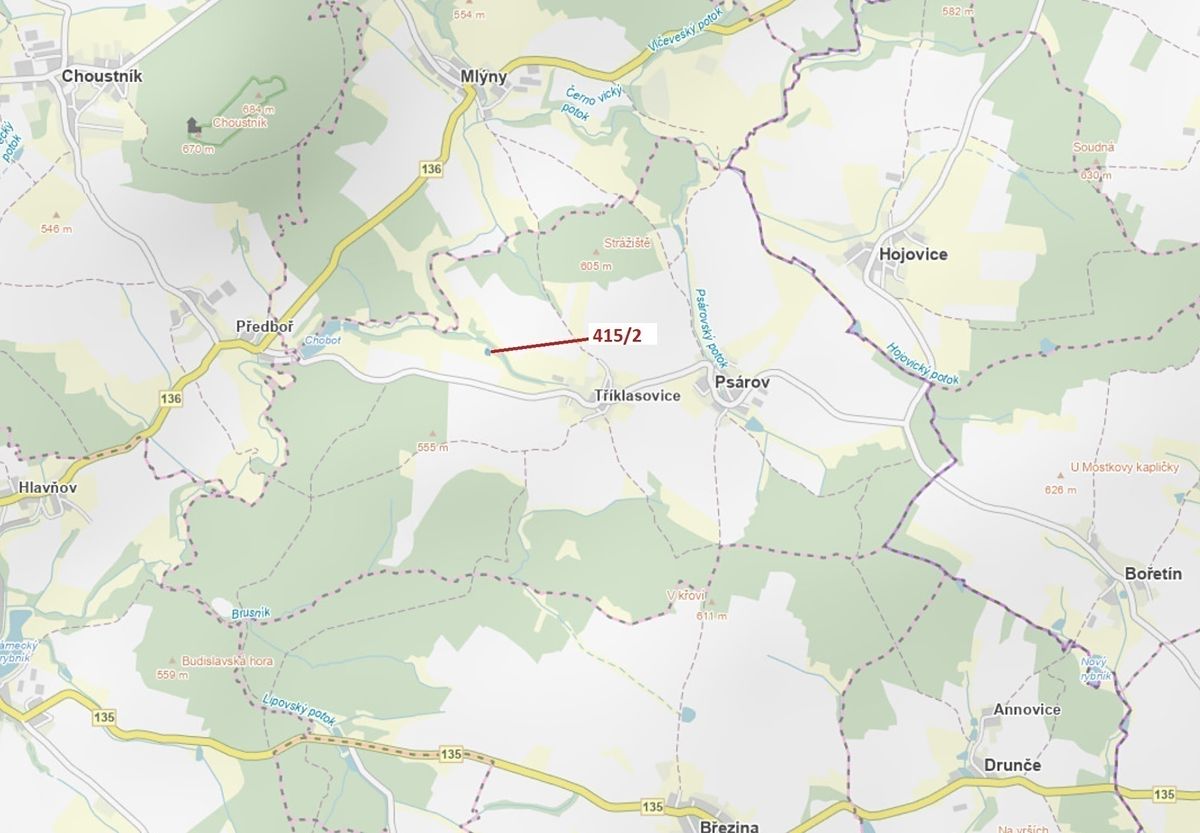Dražba lesa 1251 m², Psárov – fotka 1 z 3