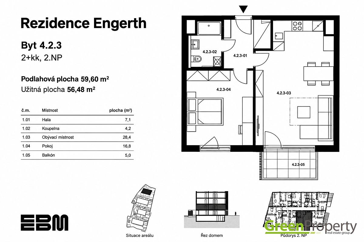 Pronájem bytu 2+kk 57 m² – fotografie 4
