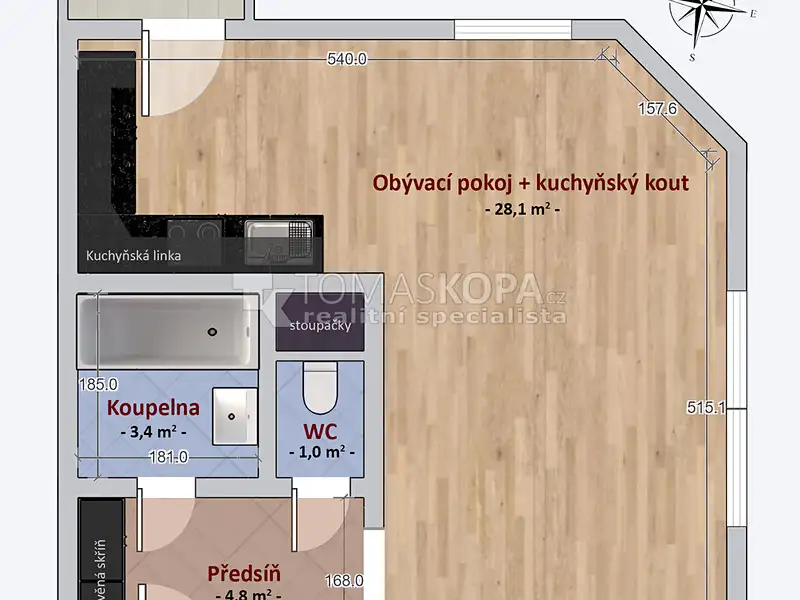 Pronájem bytu 1+kk 42 m², Odolena Voda – náhled fotky 3
