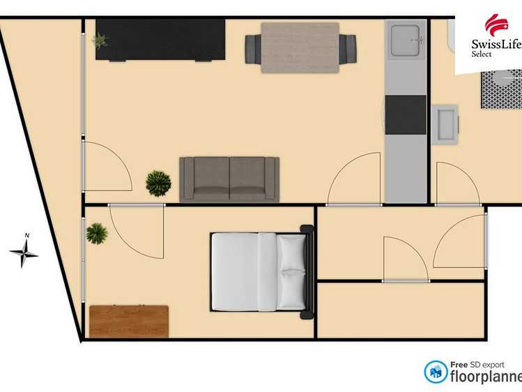 Pronájem bytu 2+kk, 49 m² (8 z 8)
