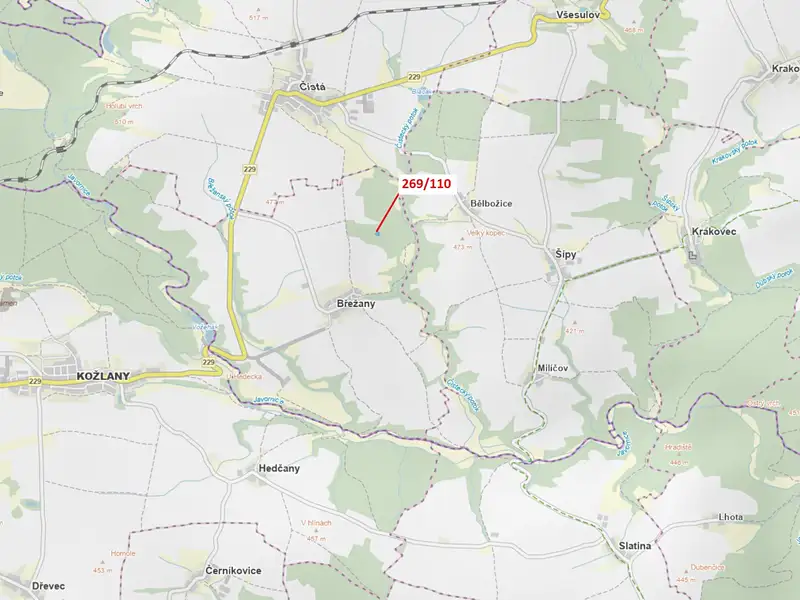 Dražba lesa 1701 m², Břežany – náhled fotky 1