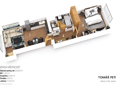 Квартира 2+kk в оренду, 50 м² (3 з 13)