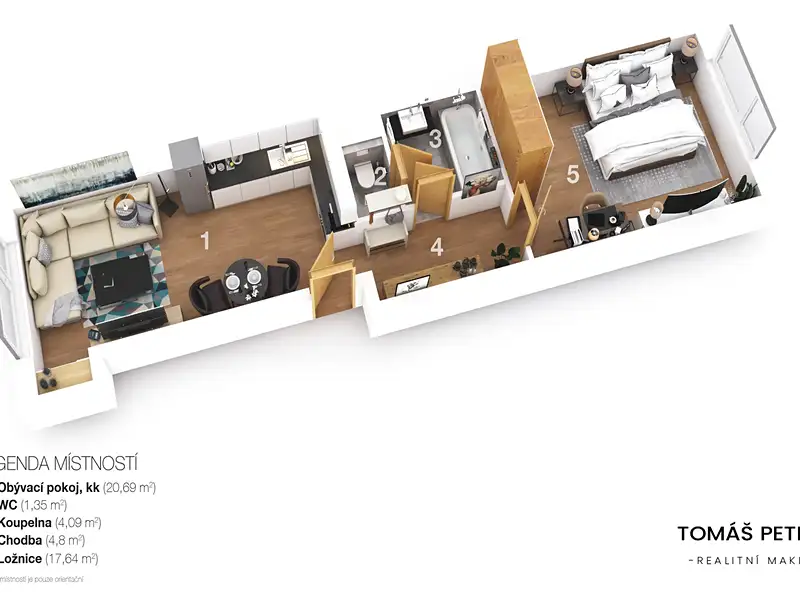 Pronájem bytu 2+kk 50 m², Hradec Králové – náhled fotky 3