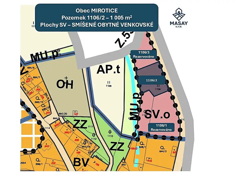Prodej stavebního pozemku 1005 m², Mirotice – náhled fotky 2