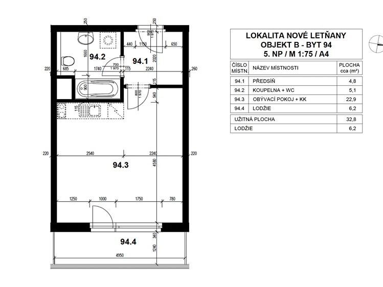 Квартира 1+kk в оренду, 40 м² (9 з 17)
