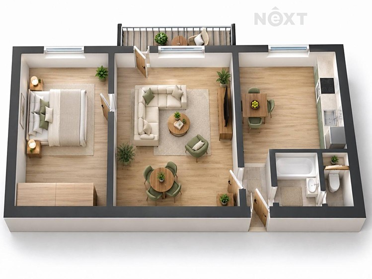 Квартира 2+1 на продаж, 43 м² (3 з 5)