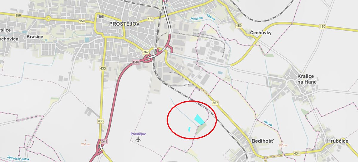 Prodej pole 36814 m², Prostějov – fotka 1 z 3