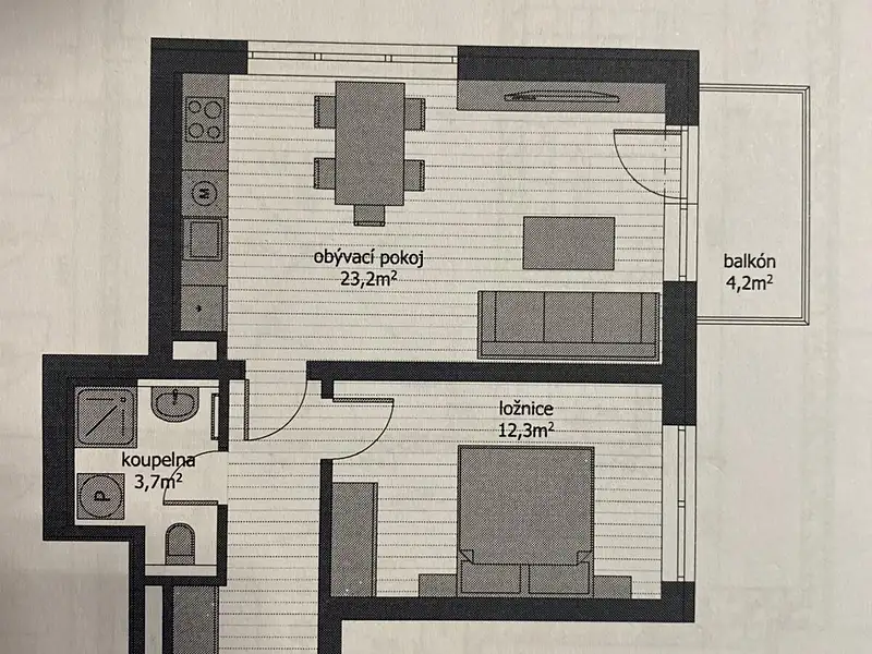 Pronájem bytu 2+kk 51 m², Milovice – náhled fotky 3