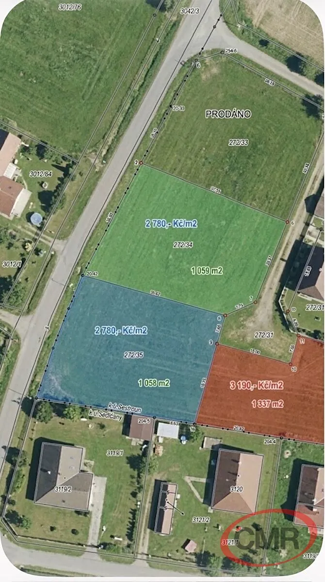 Prodej stavebního pozemku 1059 m²